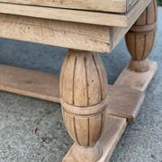 Table de monastère art déco extensible rénovée en chêne brut 250cm