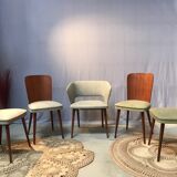 Set of 4 chairs and 1 armchair design 50s