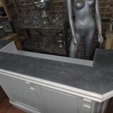 Bar / coffee counter in white patinated fir and zinc top