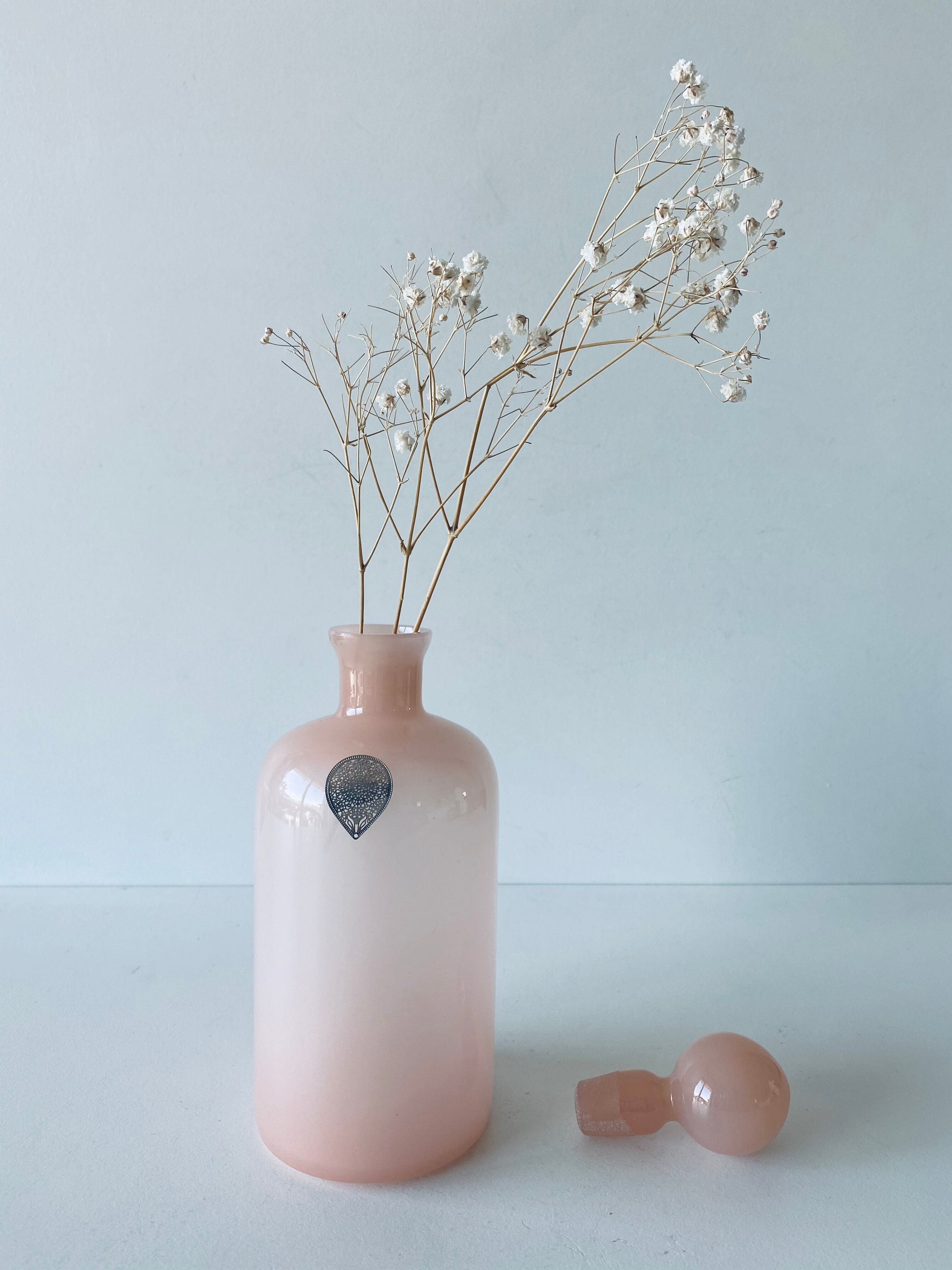 Powder pink opaline flask