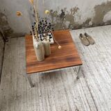 Walnut and modernist chrome coffee table