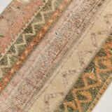 2x9 Vintage Brown & Cream Turkish Runner Rug, 60x263Cm