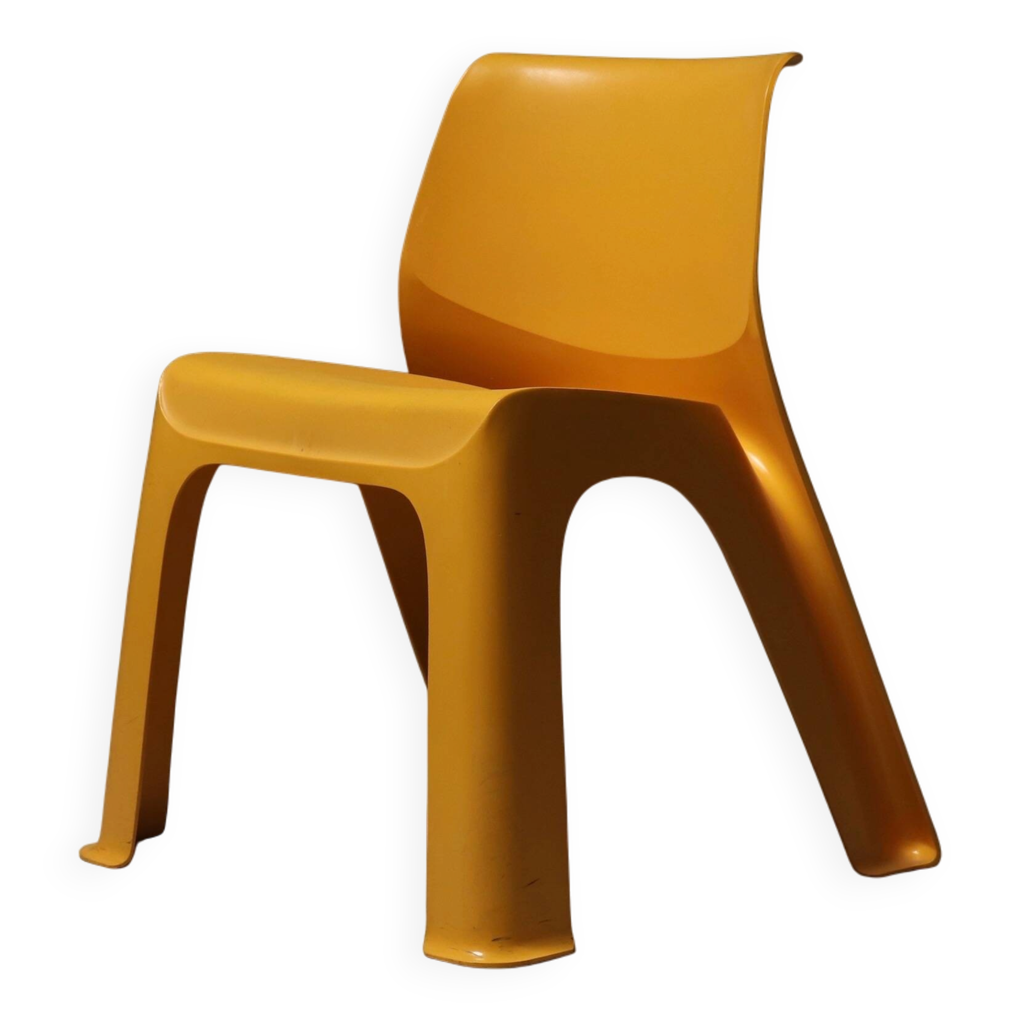 Sculptural Monobloc Chair in Yellow ABS Plastic 1970s