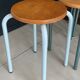 Set of 4 metal and wood workshop stools