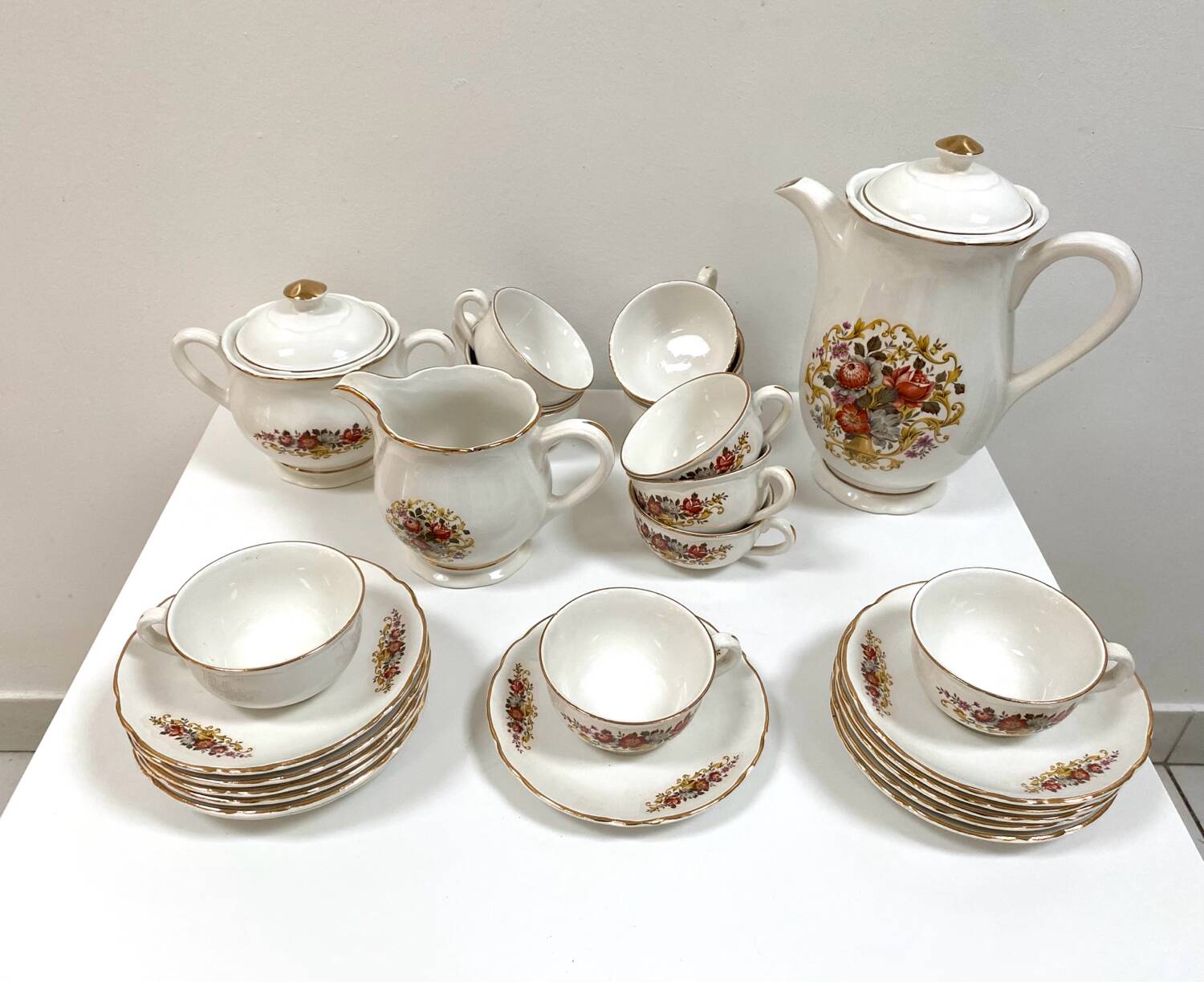Service à café complet 12 tasses Digoin Sarreguemines des années 50