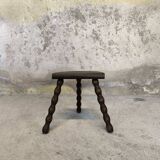 Vintage tripod stool with beaded legs