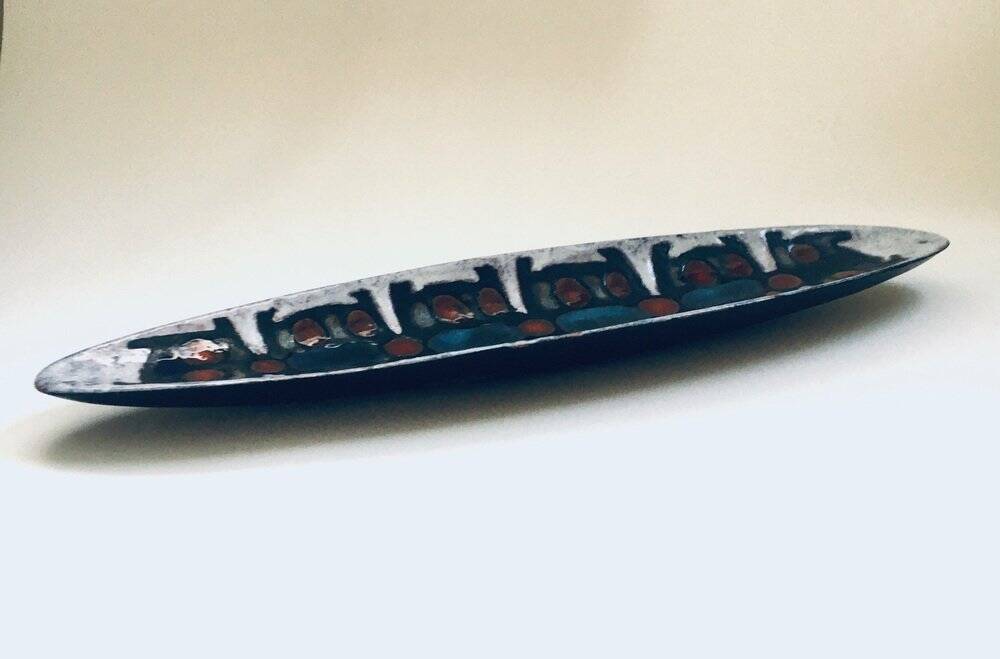 Art ceramic surfboard bowl dish by Rogier Vandeweghe for Perignem Studio, Belgium, 1960s