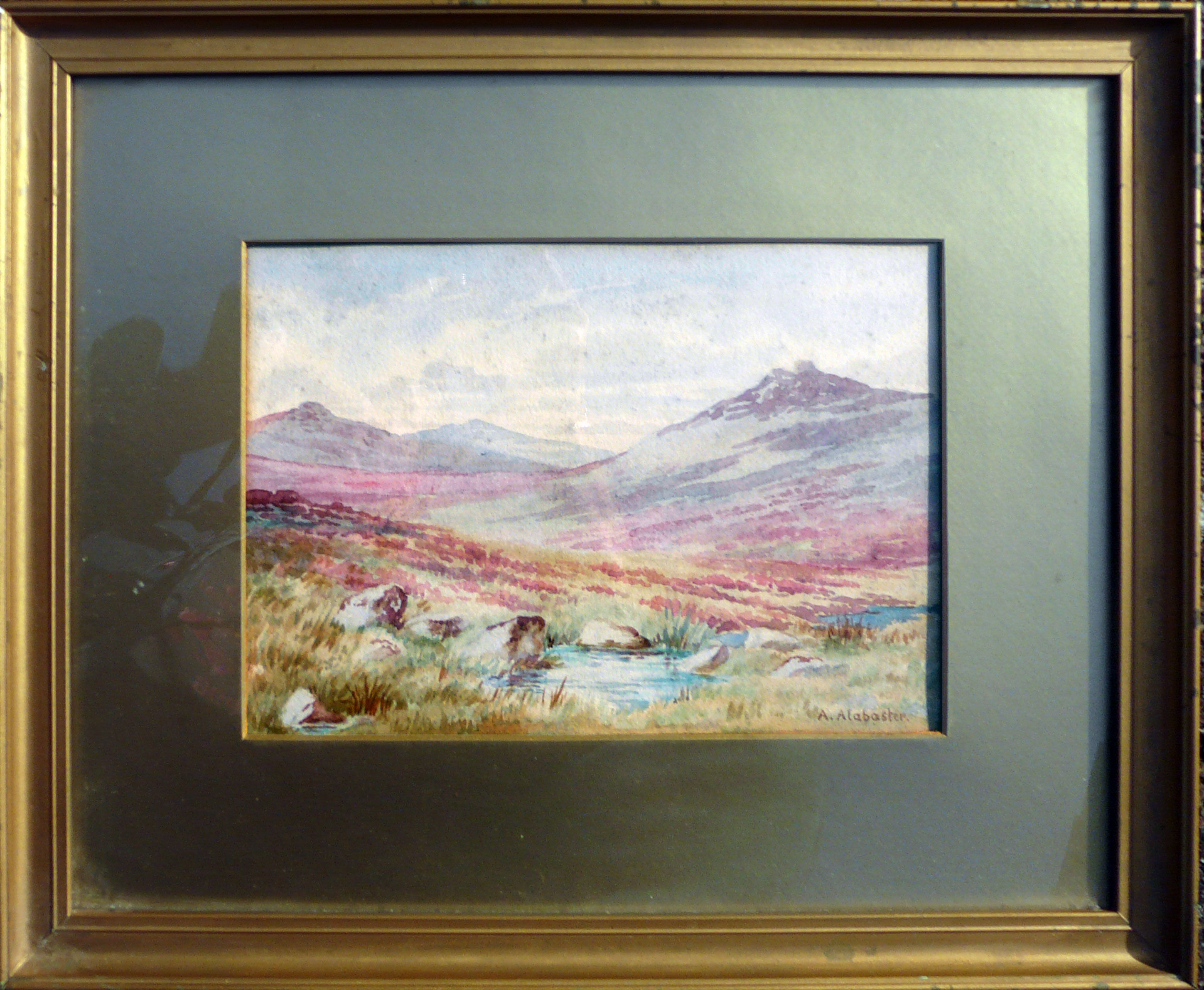 Watercolor painting the moors mountains by alabaster harris & sons