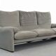 Cassina Maralunga 3-Seater Sofa by Vico Magistretti in grey striped fabrics