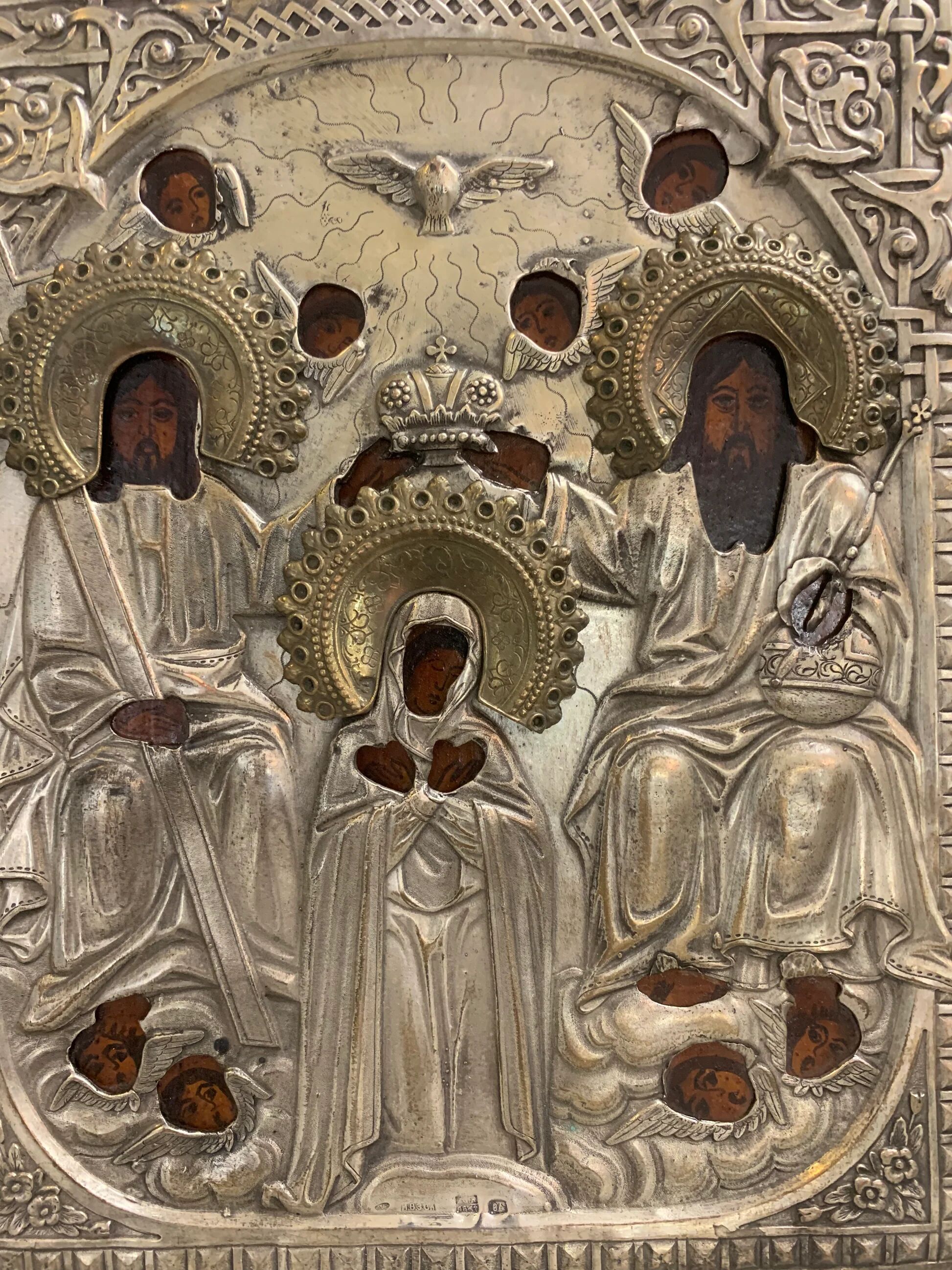 Icône « Couronnement de la Mère de Dieu » en argent, début XIXe siècle