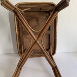 Antique rattan and bamboo coffee table, 1950