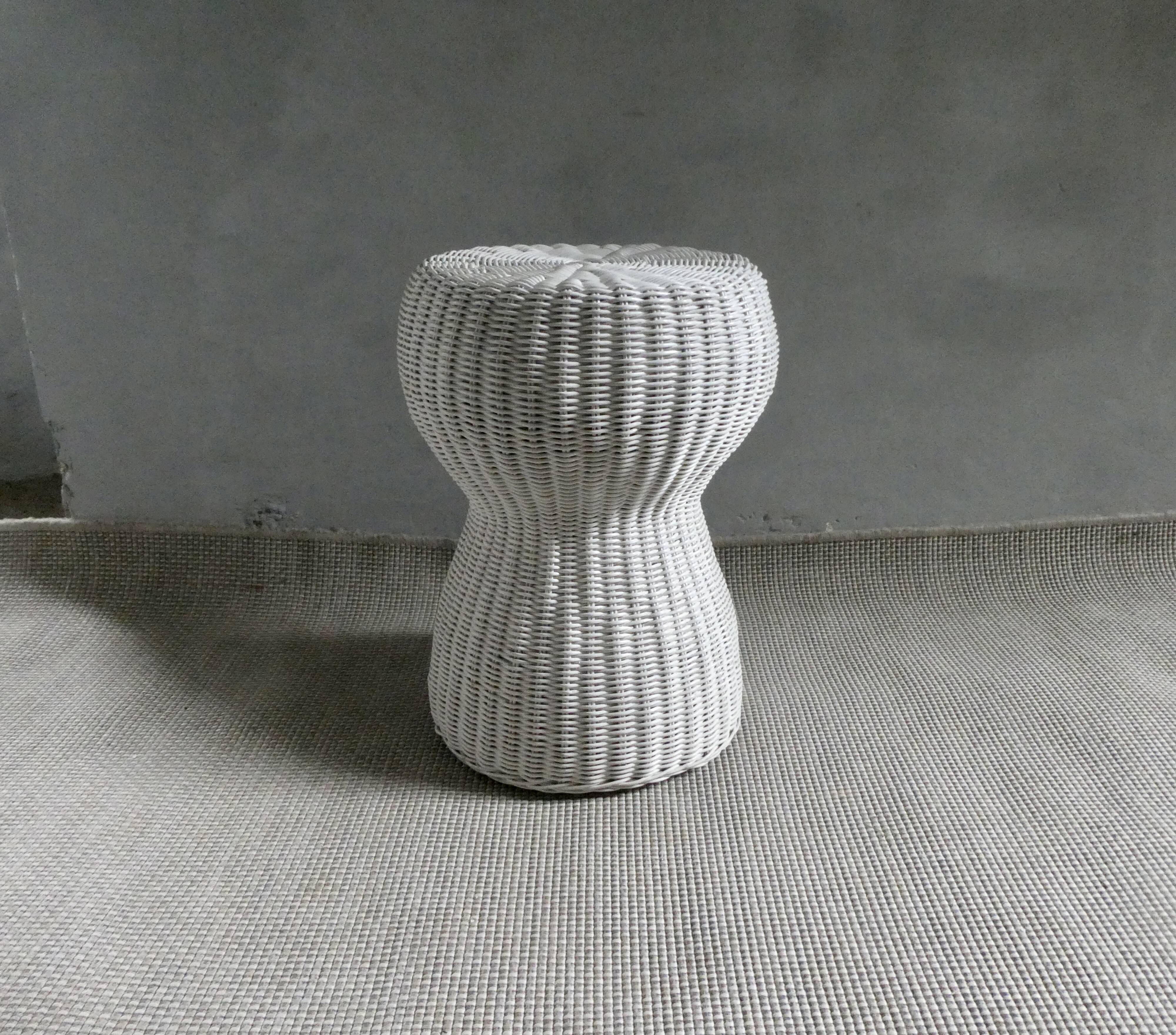 Rattan woven stool, champagne button shape