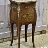 Louis XV style bedside table in rosewood and oak from the 70s with marble top