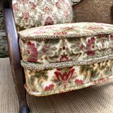 English cane and velvet armchair, Chippendale style