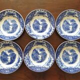 Assiettes creuses Royal Sphinx Maestricht P. Regout "Cambridge Old England" bleu & blanc