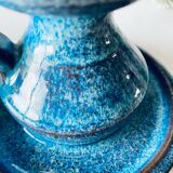 Candle holder in enamelled and signed stoneware