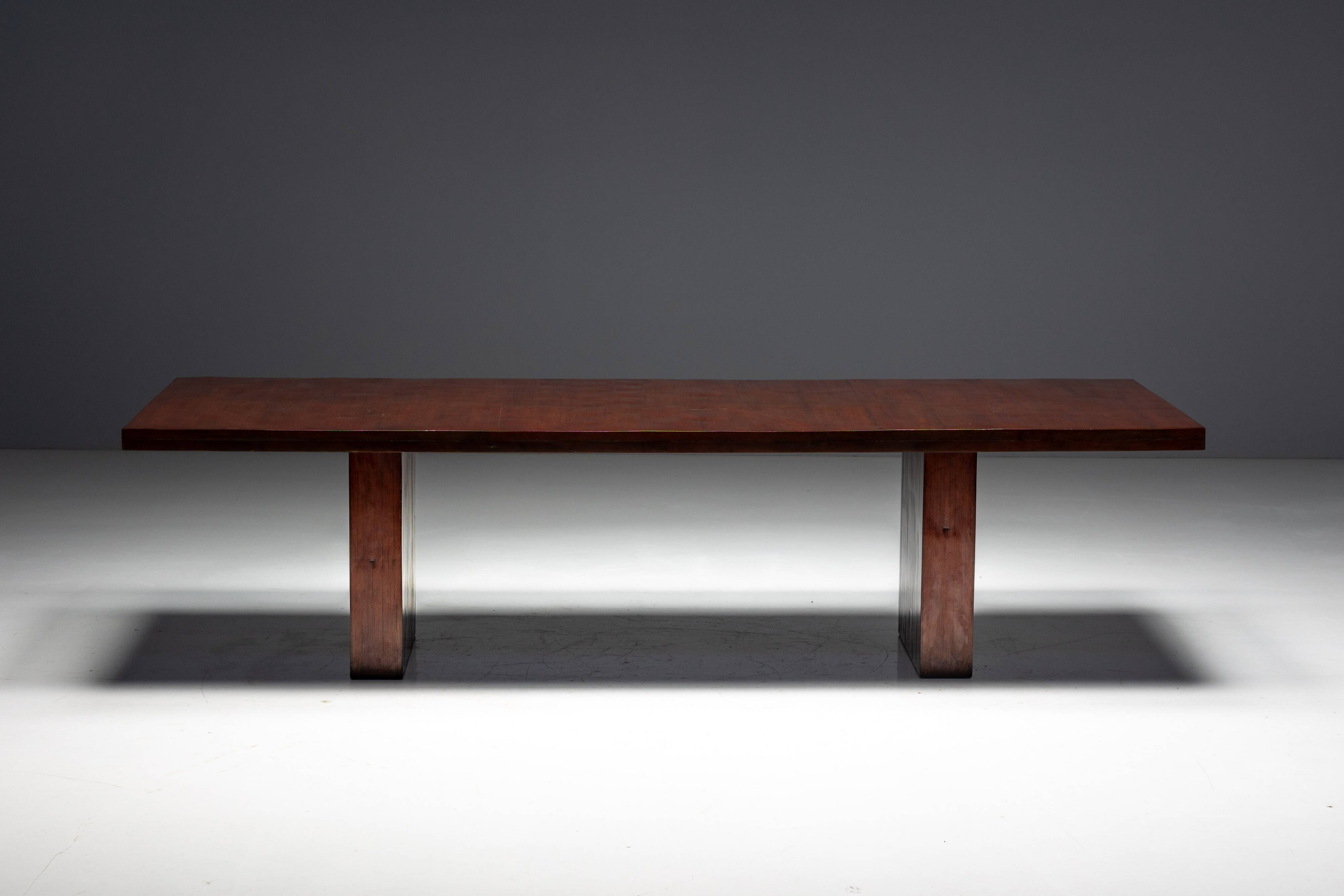 Minimalist Bamboo Dining Table in the Style of Axel Vervoordt, France, 1980s