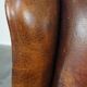 Fauteuil à oreilles en cuir de mouton vintage de style anglais
