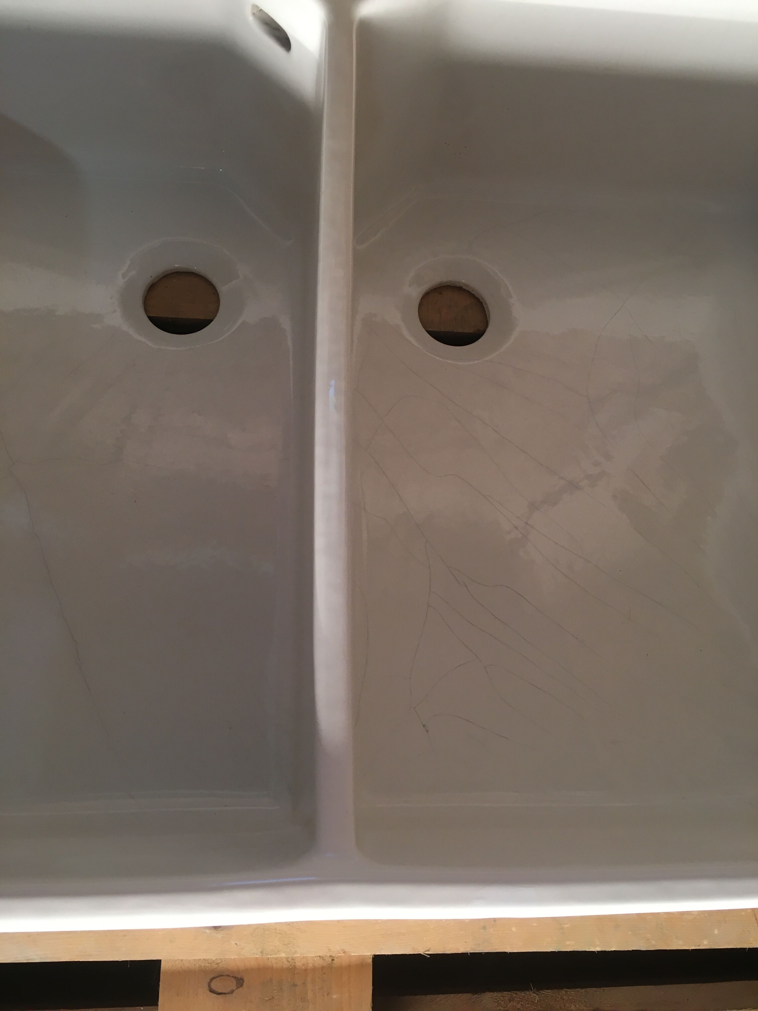 Enamelled stoneware double sink 40