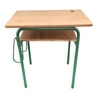 Vintage green school desk from the 1960s-1970s.