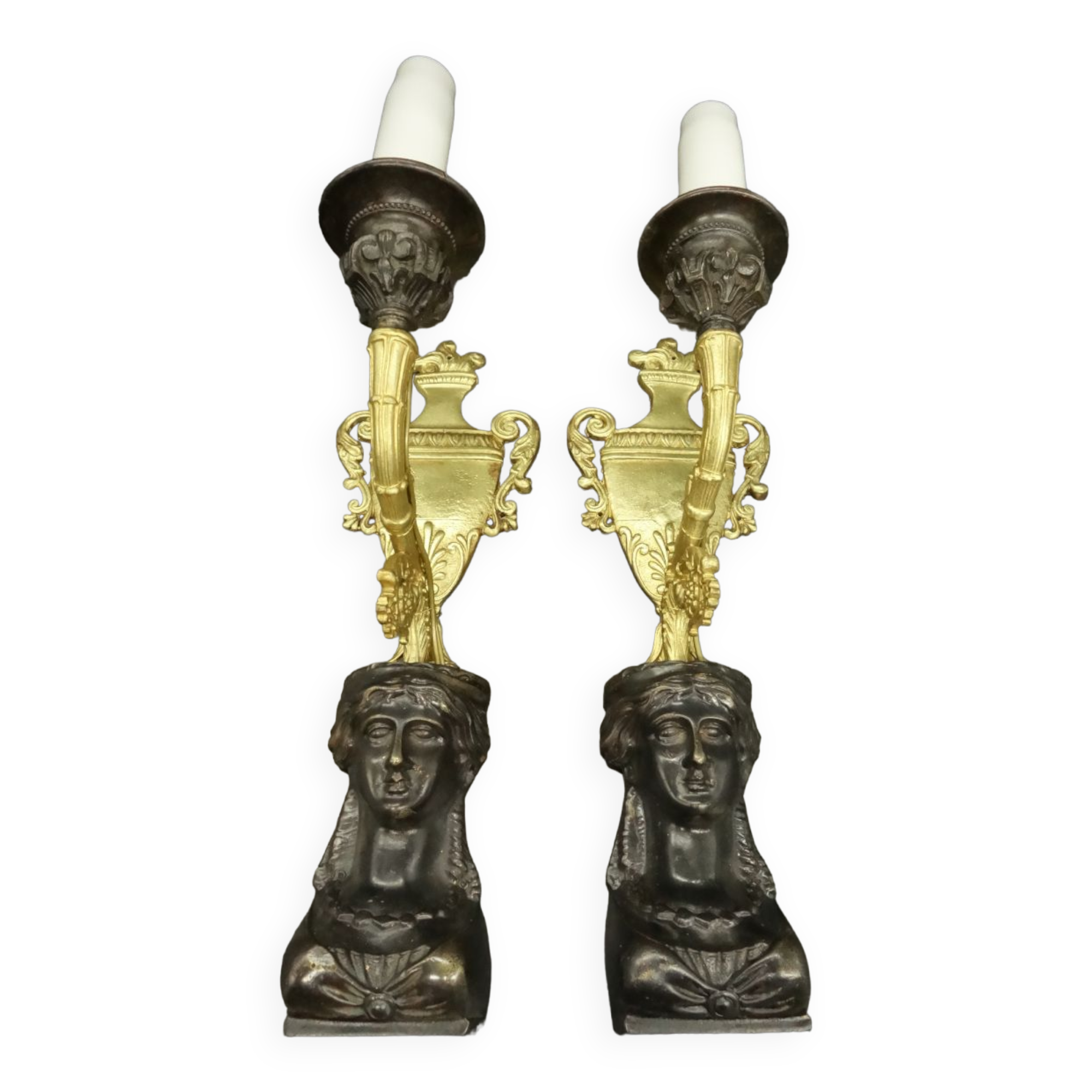 Pair of caryatid sconces Empire style early nineteenth century