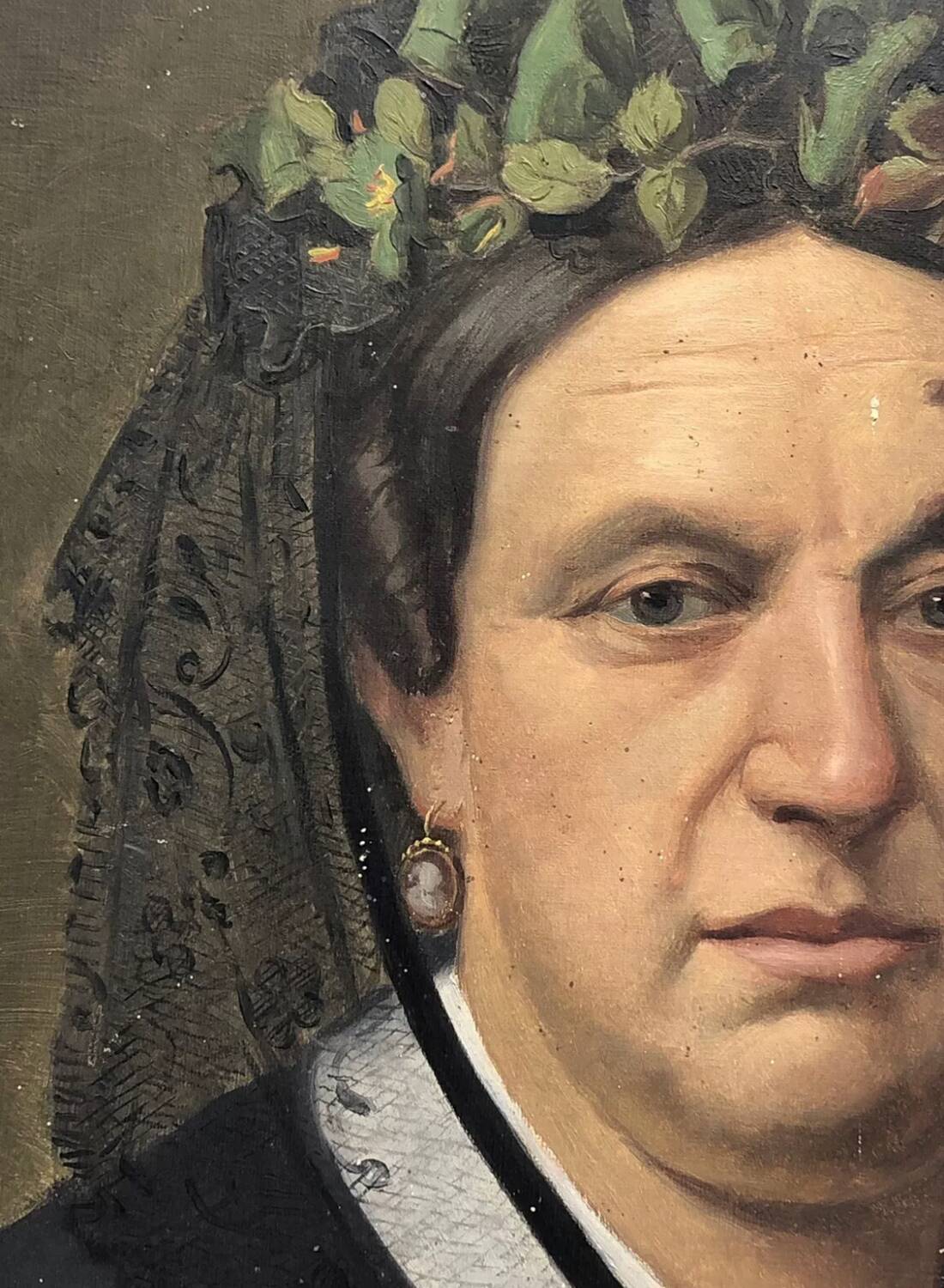 Oil painting on canvas XIX portrait Chevalier d'Eon