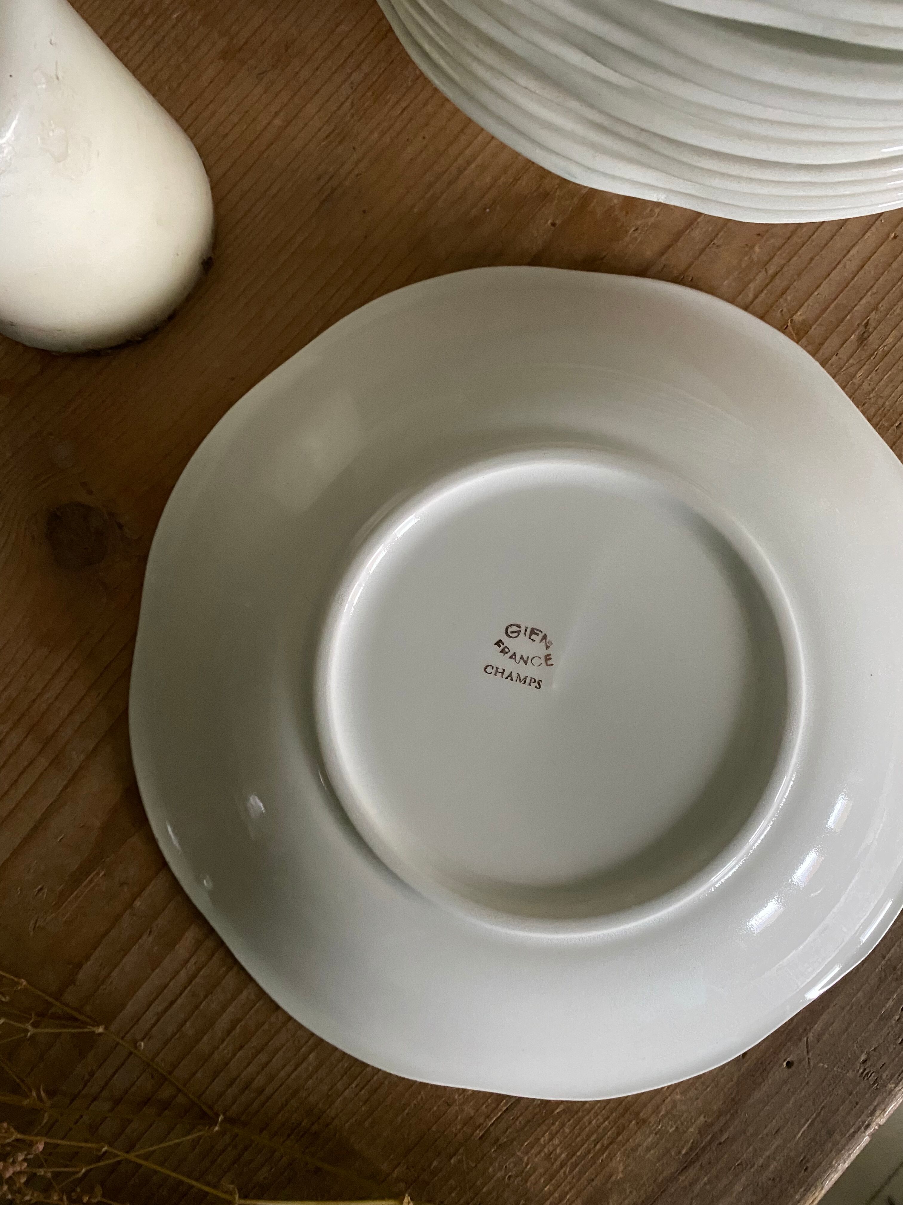 Set of 6 old hollow plates Gien model Champs