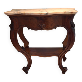 Console Napoleon III mahogany, pink marble top