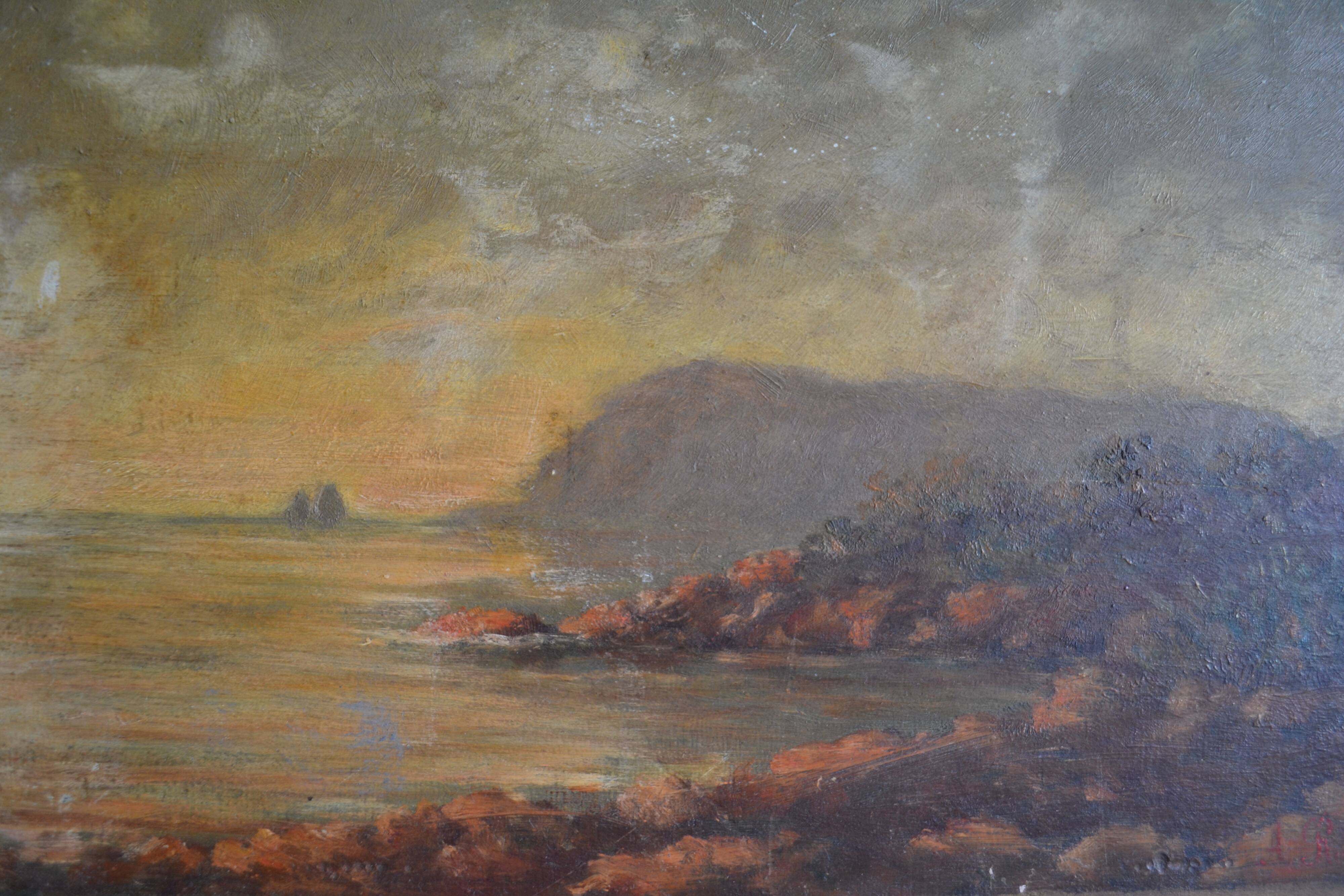 Old seaside painting HSP marine painting signed A. Raynal