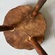 brutalist solid wood tripod stool, France circa 1960