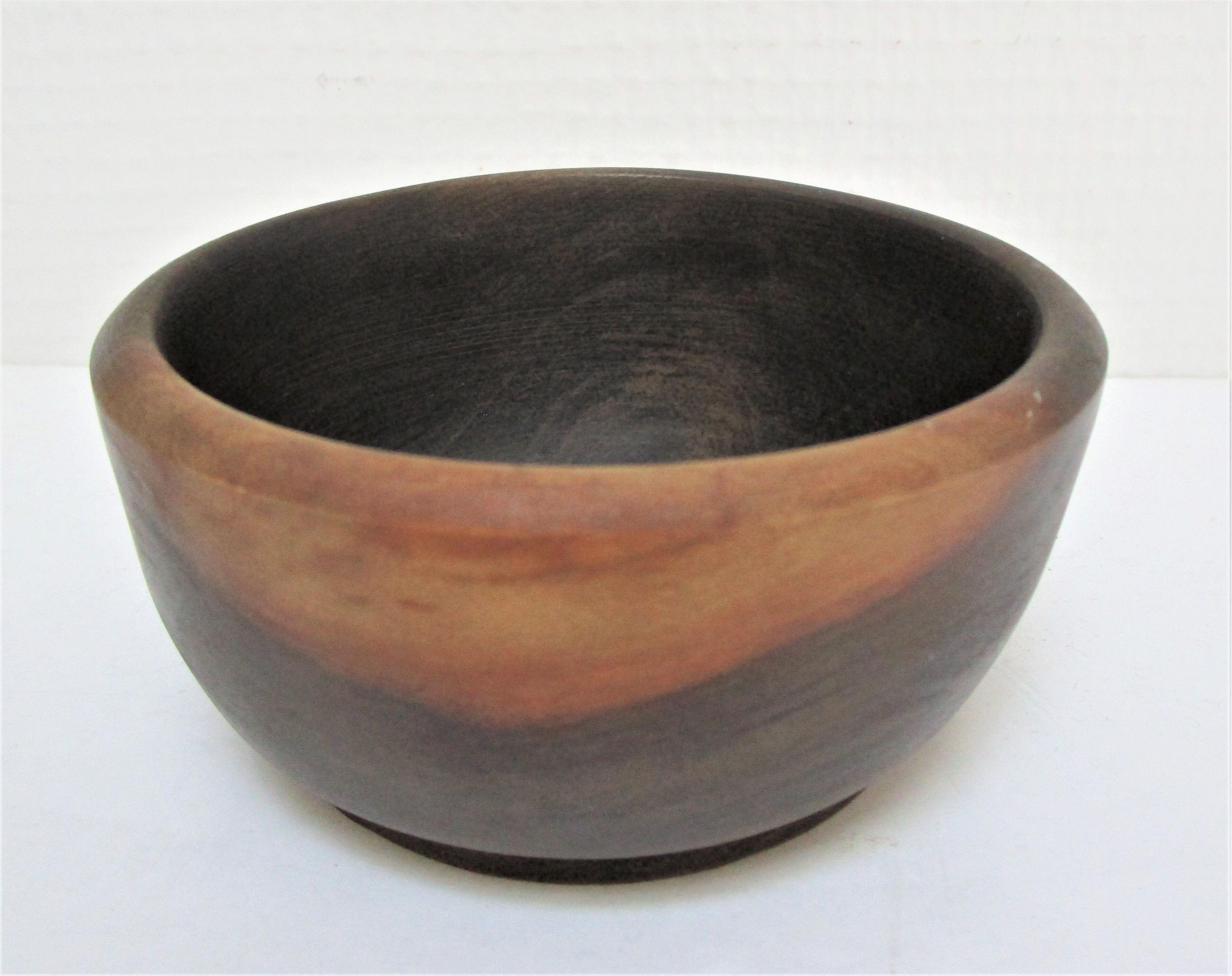 Three bowls solid wood turned patinated vintage