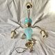 Turquoise opaline and vintage metal chandelier - 3 arms