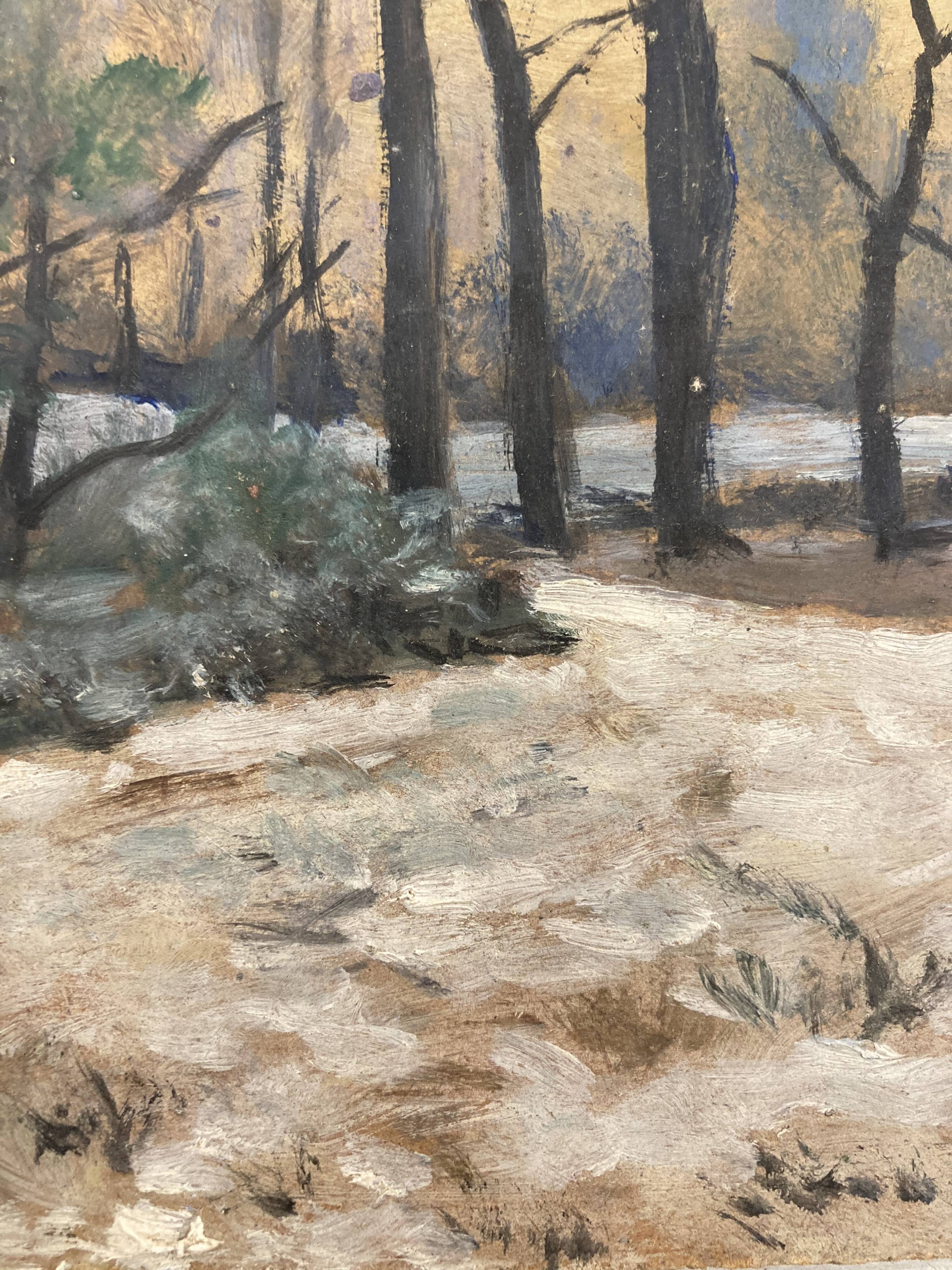 Oil on vintage landscape panel