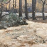 Huile sur panneau paysage vintage