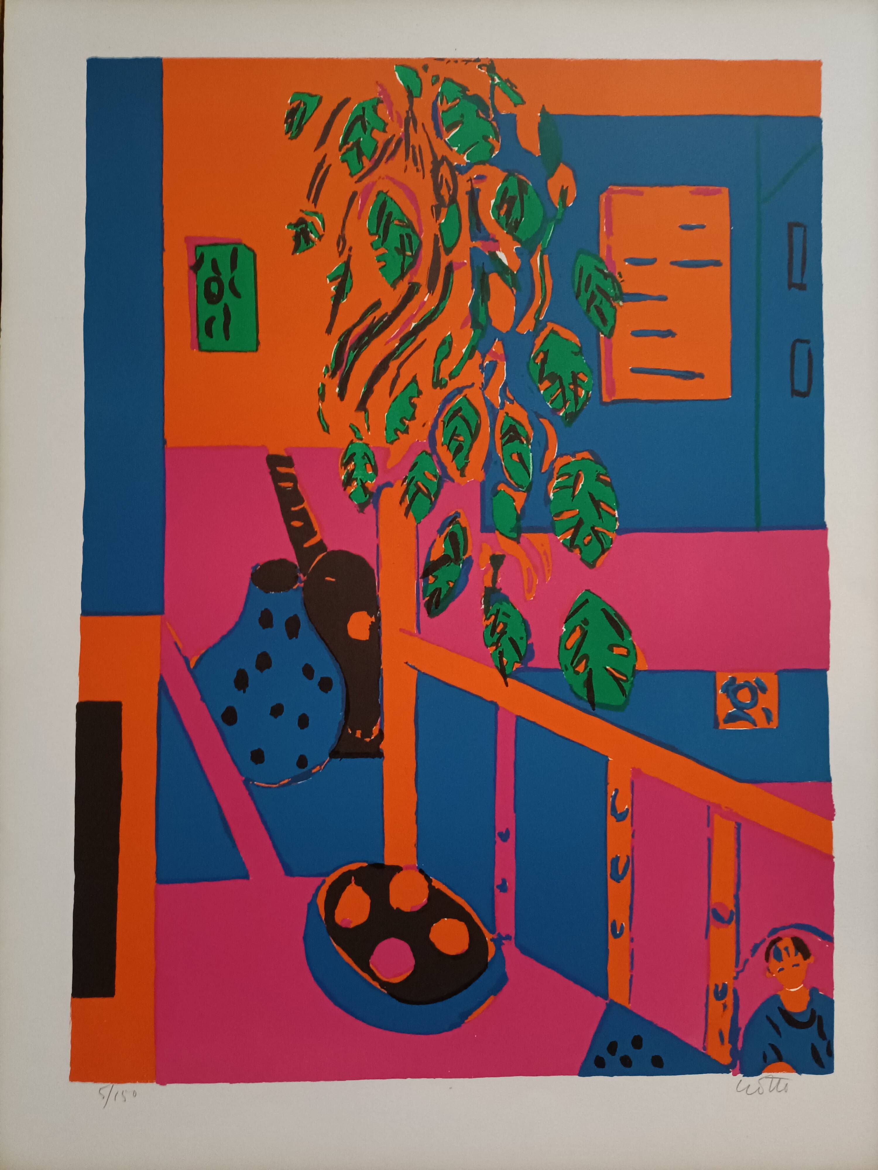 Numbered and signed lithograph by Paul Crotto "Interior View"