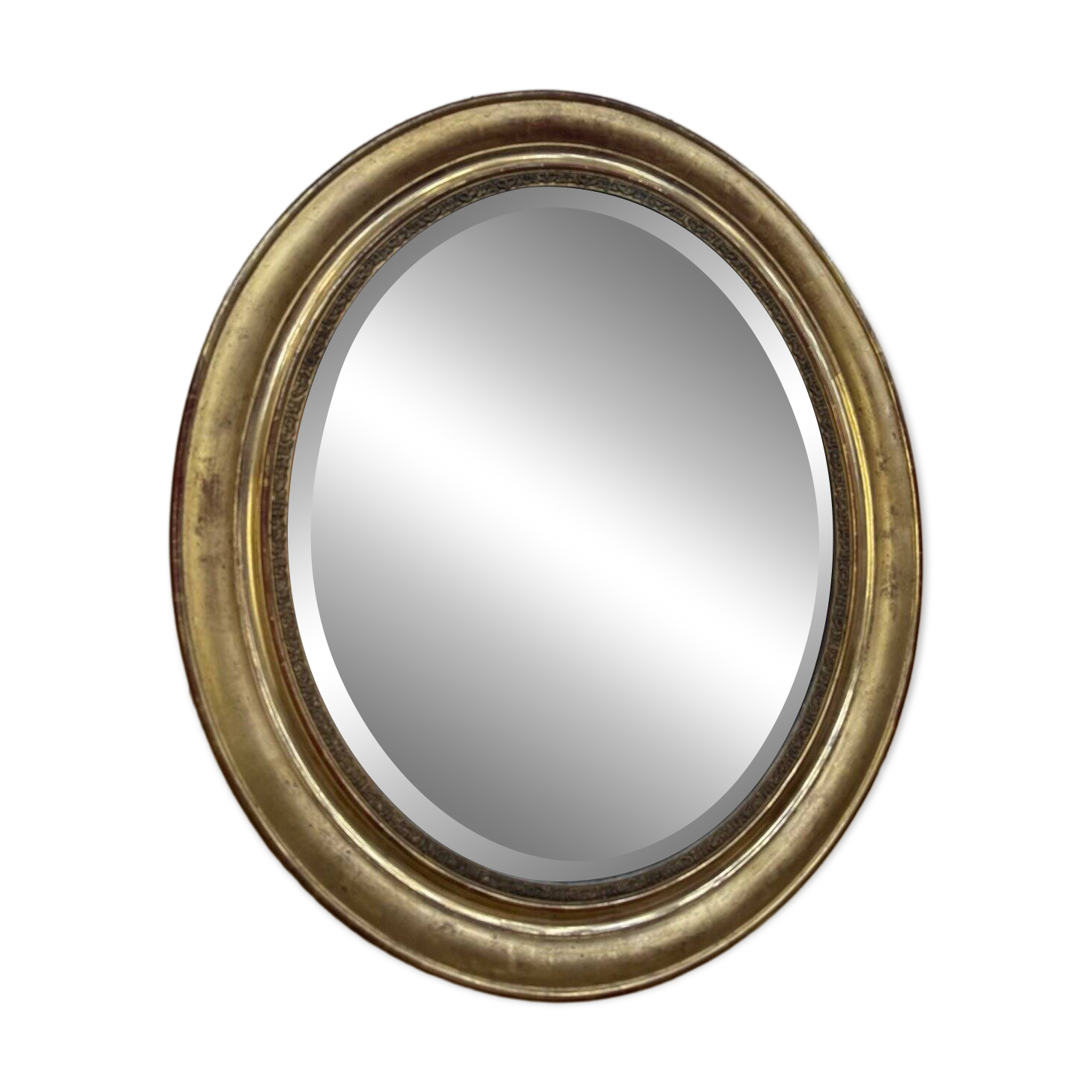 Oval mirror Napoleon III – Gilded with gold leaf – Wood and stucco