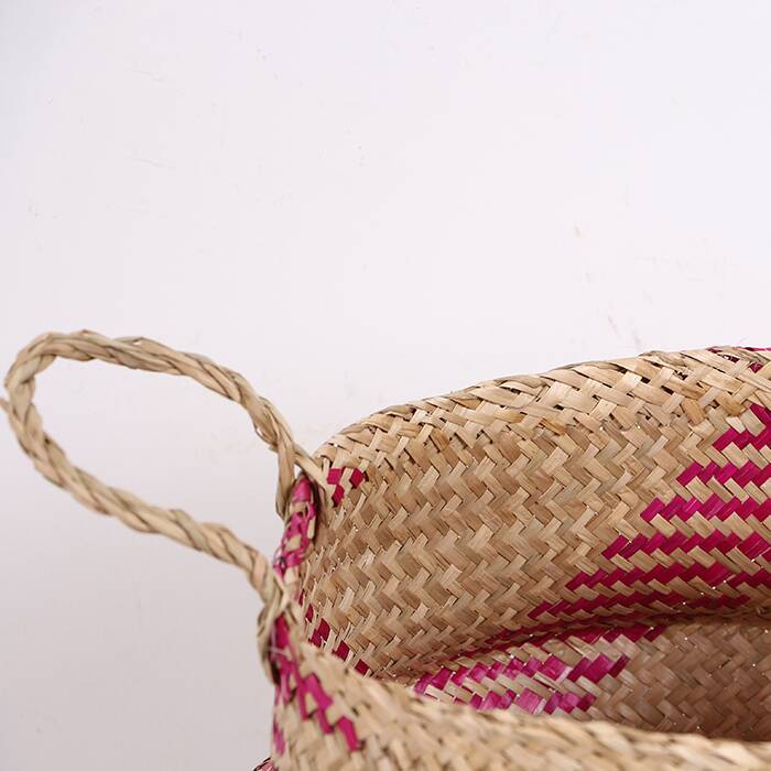 Pink Foldable Basket 35x30 cm (L),Boho-Style Foldable Basket