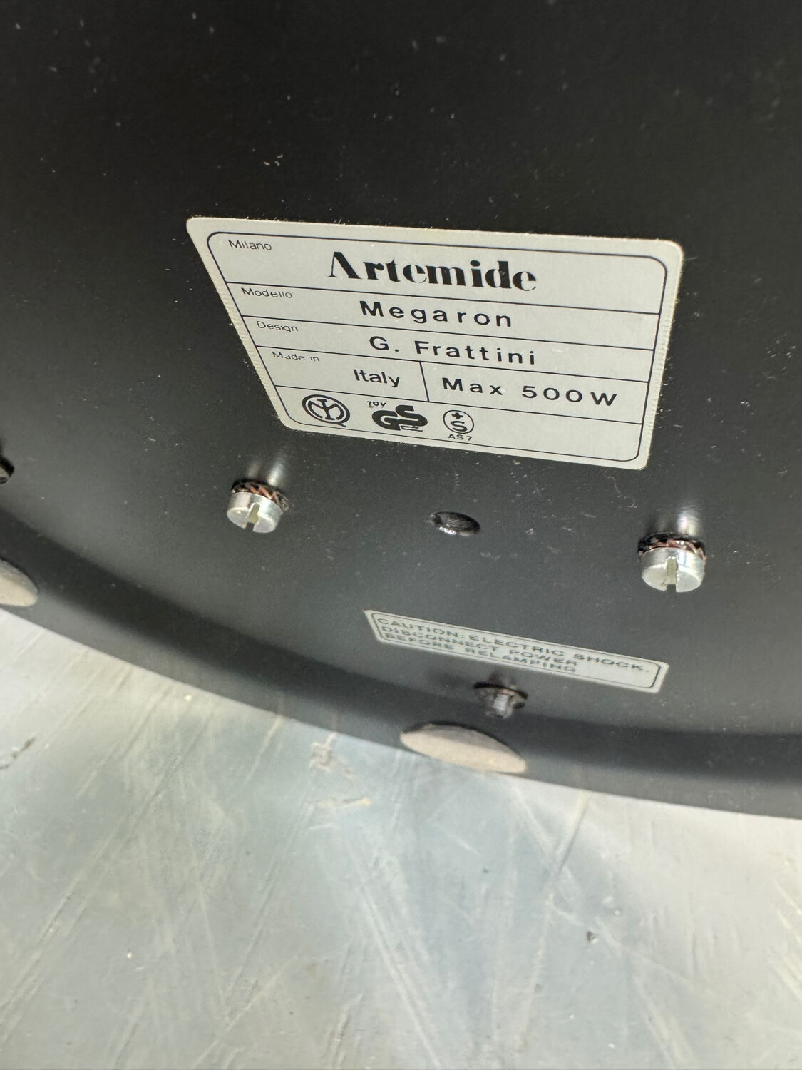 Italian iconic black Artemide Megaron uplighter floor lamp 1980s