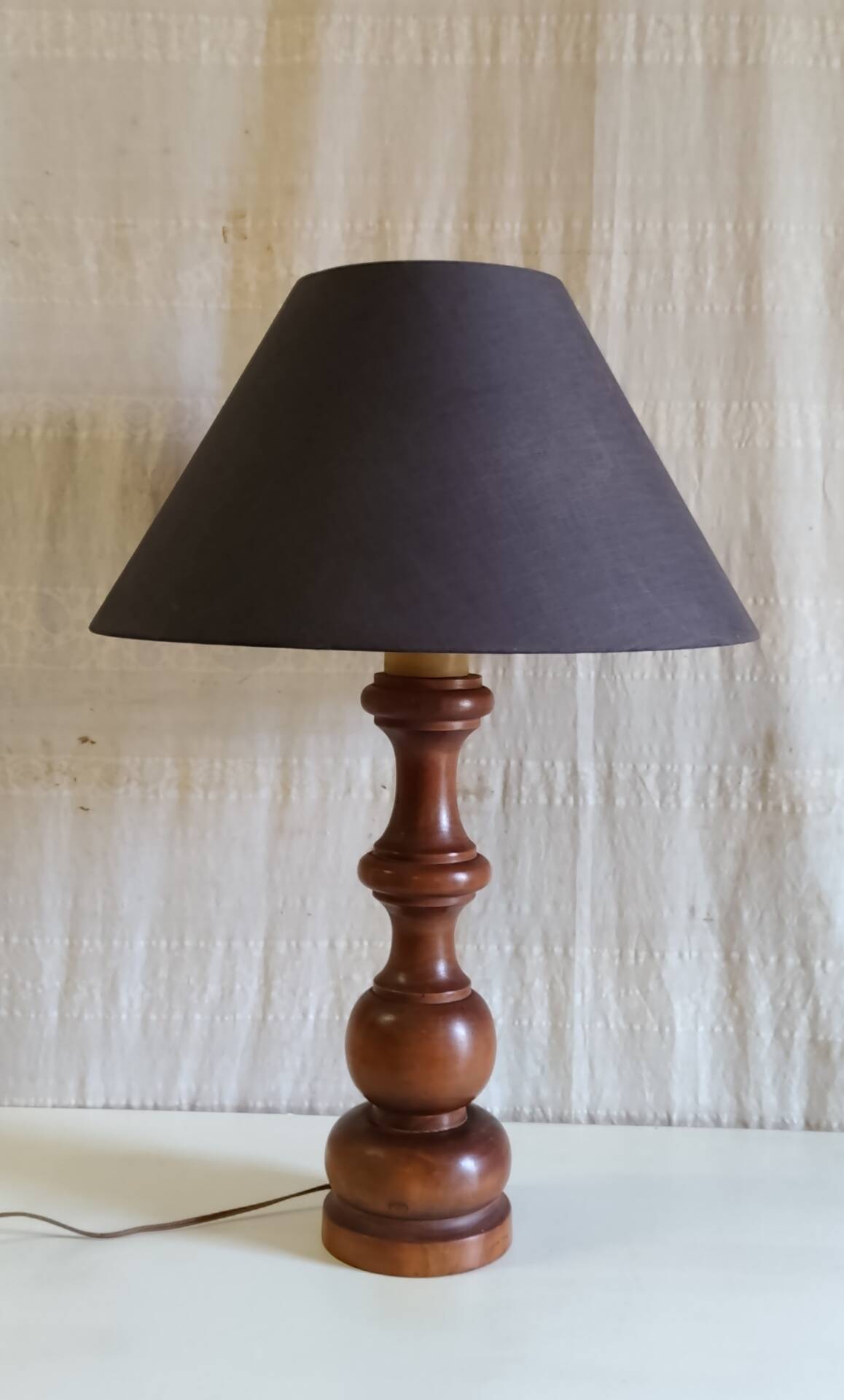 Table lamp base made of solid turned wood - mid 20th century