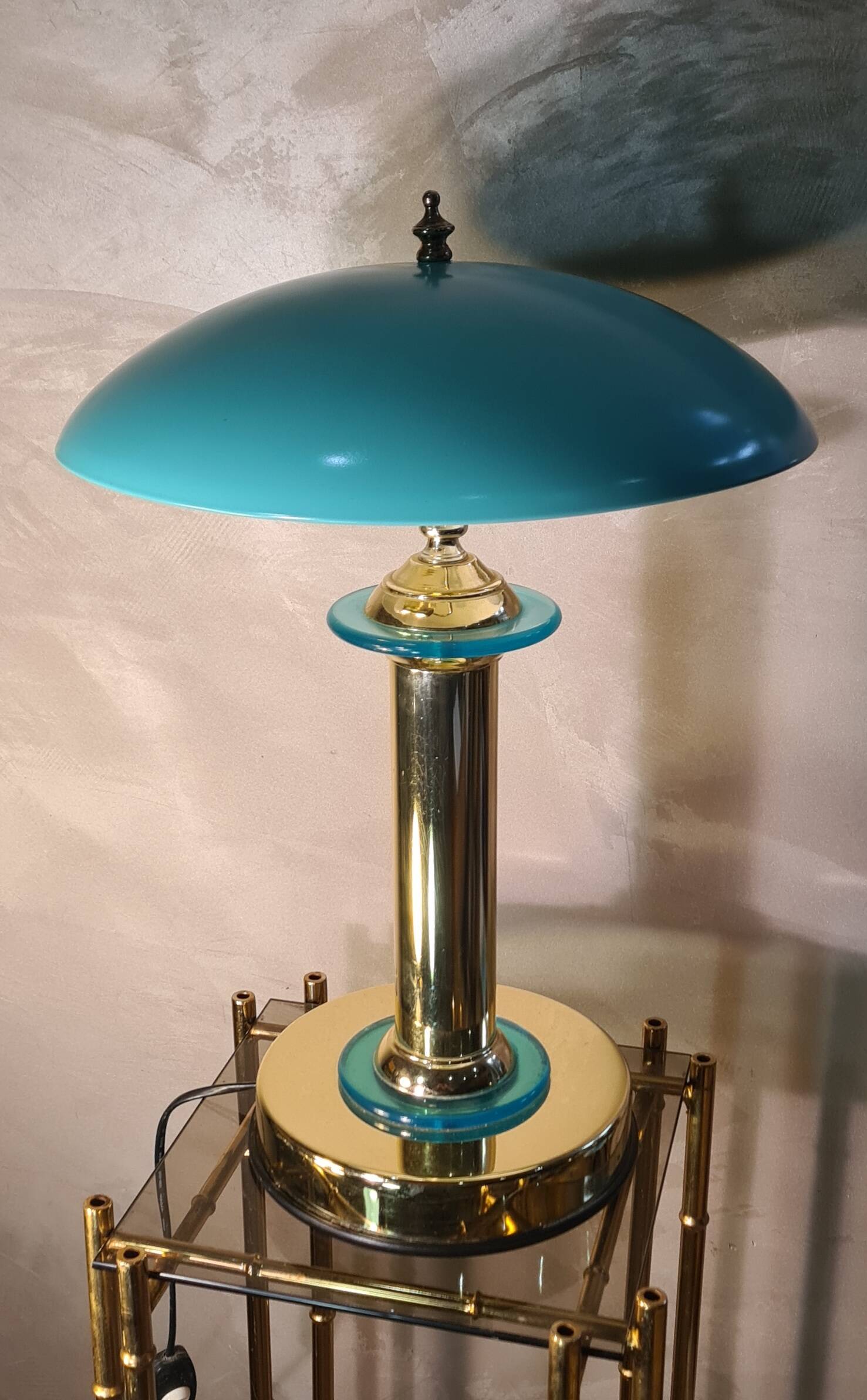 turquoise chrome gold lamp 1980, very beautiful 43x32 good general condition and normal wear