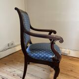 Set of 2 blue Directoire armchairs