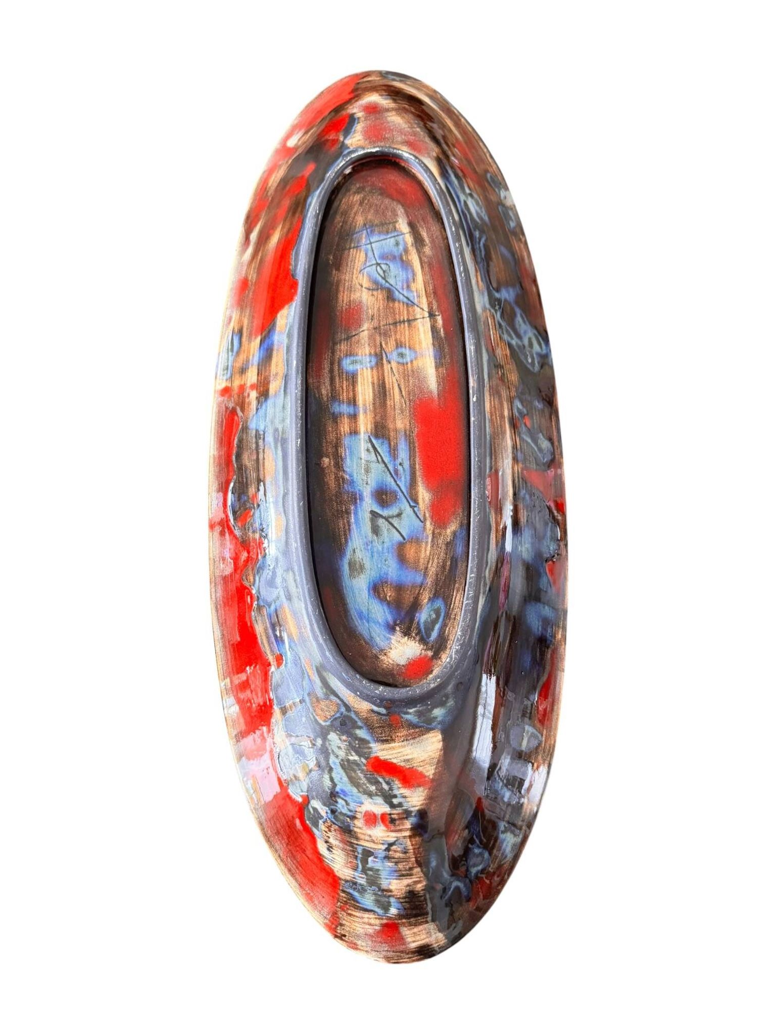 Red manganese plate Gérard HOFMANN Vallauris