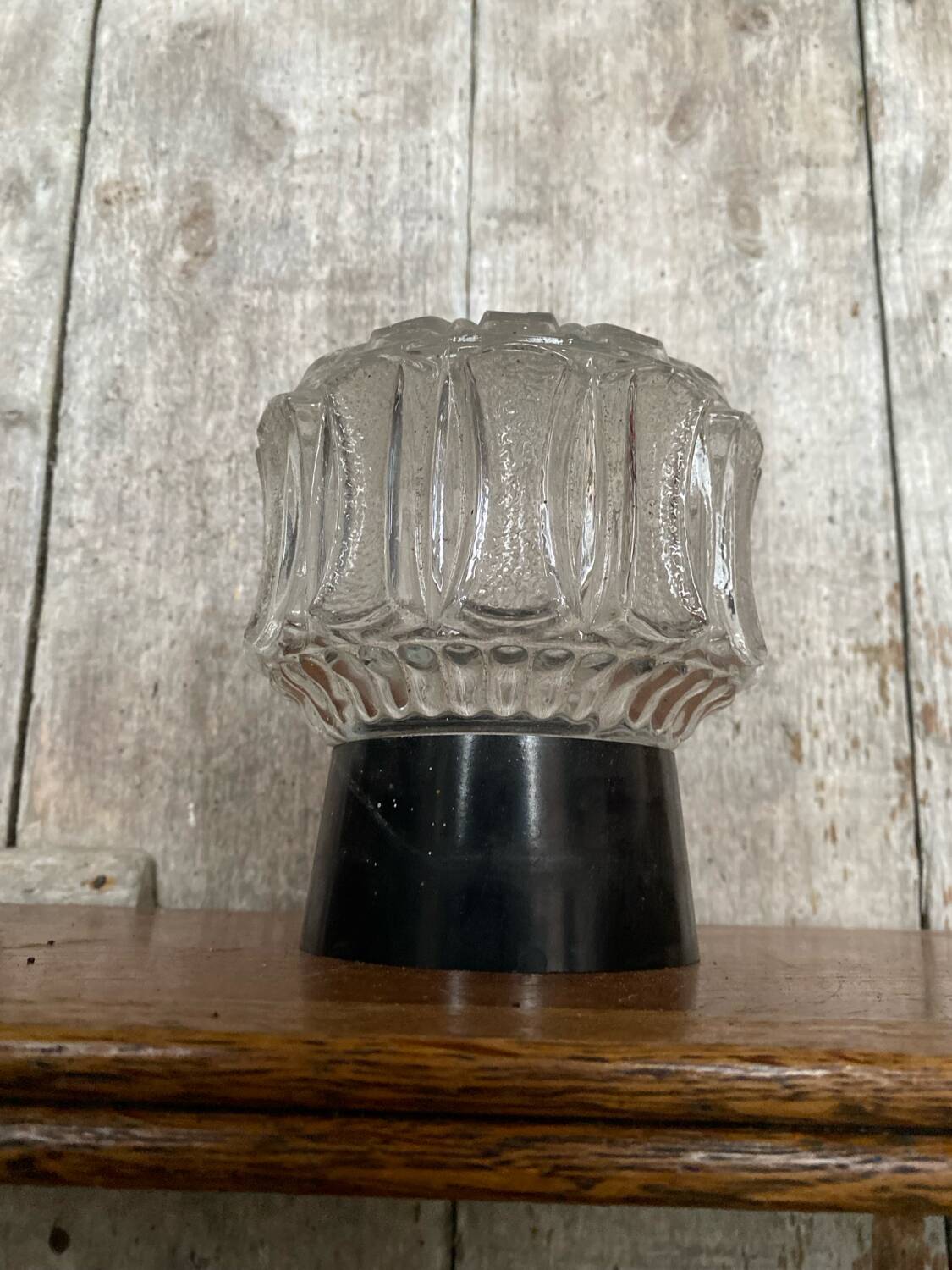Antique Vintage Black Bakelite Mold Glass Ceiling Light