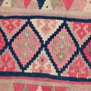 Pink & Navy Blue. Turkish Runner Rug, 90x350Cm