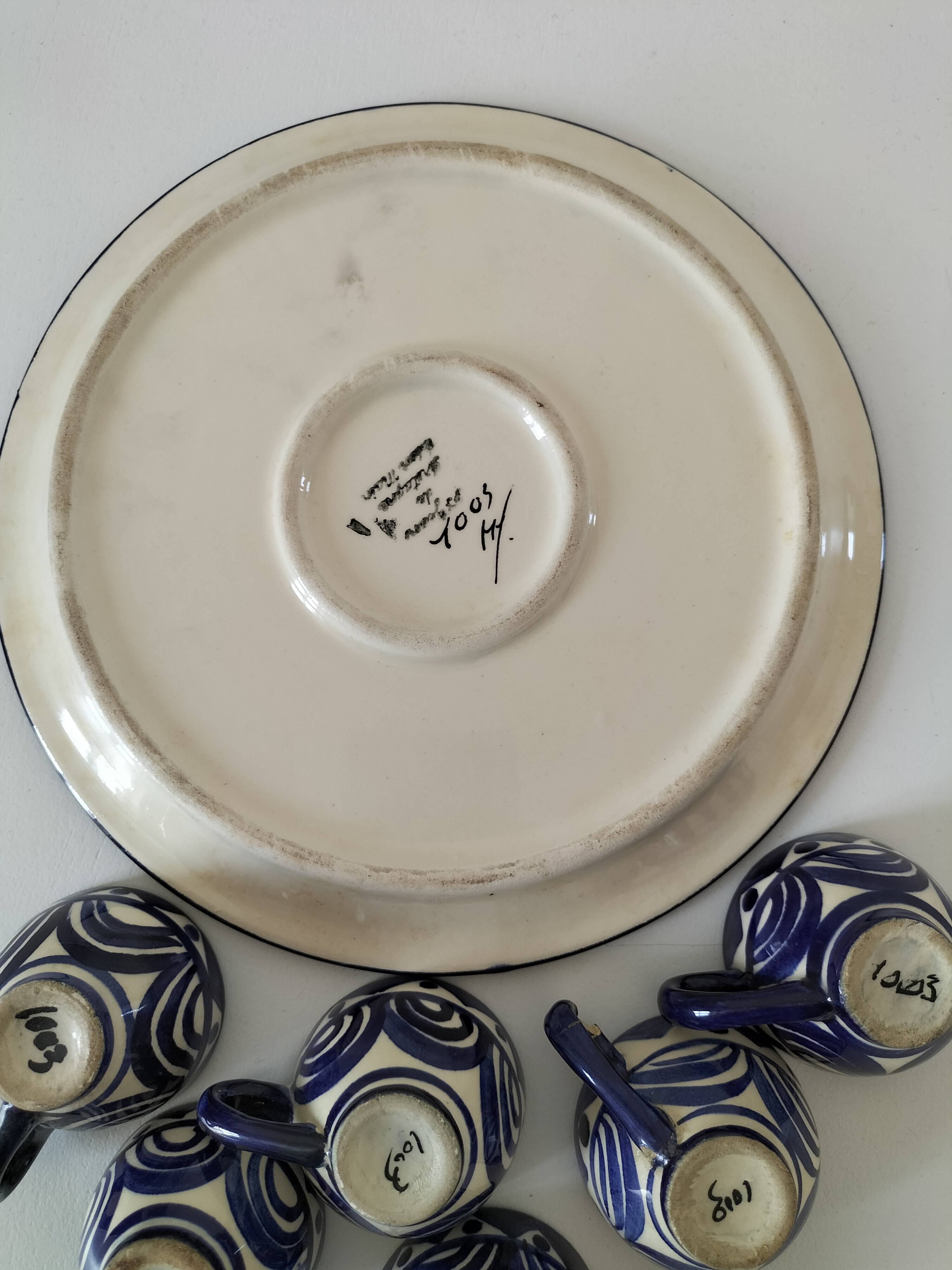 Tray and 6 vintage mini cups – St Jean de Bretagne – Model 1003