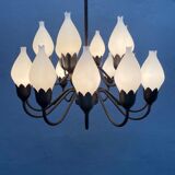 Mid-Century 18-Arm Tulip Pendant Chandelier by Fog & Mørup, Denmark
