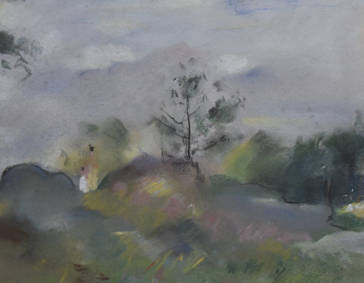 Henry Ottmann (1877-1927) Edge of the woods in the mist, signed pastel