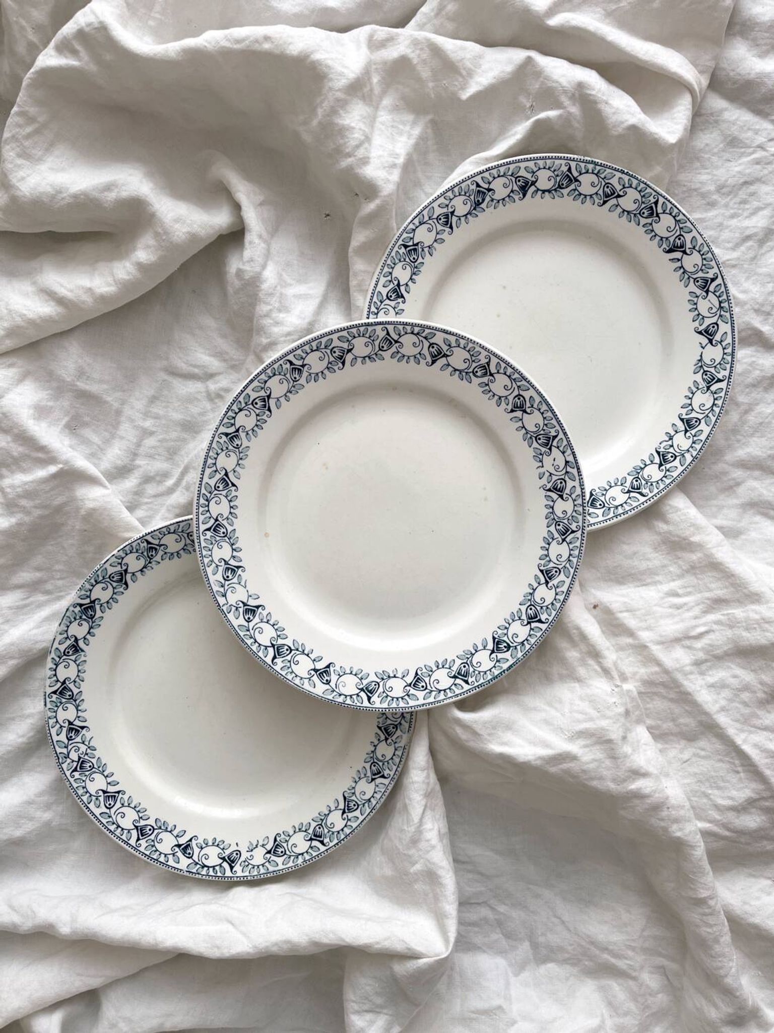3 flat ironstone plates “Jenny” Saint Amand