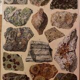2 original plates of rocks and minerals from the Larousse dictionary of the 20th century