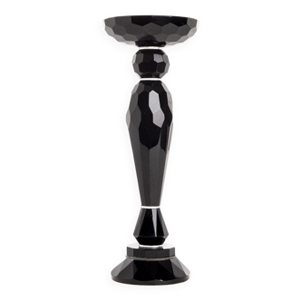 Wide candle holder black crystal